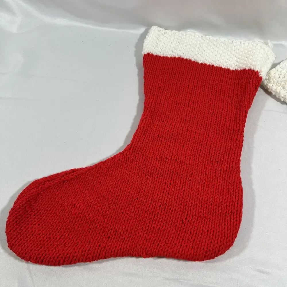 Vintage Lot of 4 Handmade Knit Christmas Stockings Santa Bear Snowman Shepherd